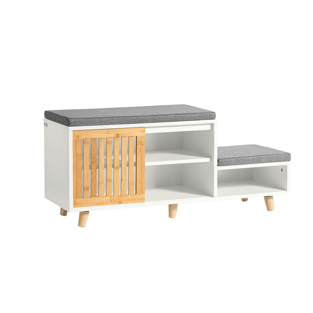 - Banc d'entrée 2 places 1 porte effet bois blanc