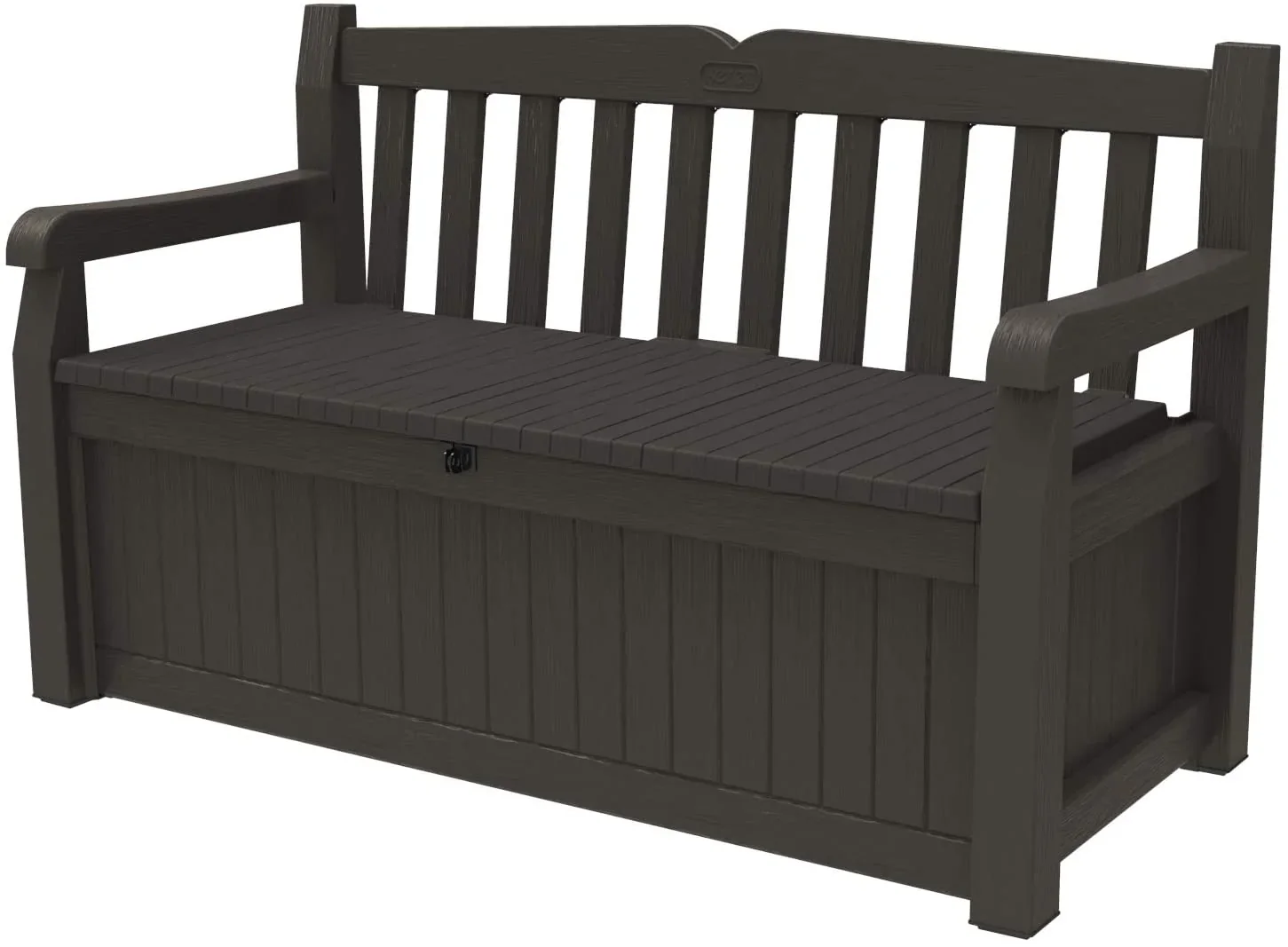 70 Gallon Storage Bench Deck Box for Patio Furniture, Front Porch Decor and Outdoor Seating  Perfect to Store Garden Tools and Pool Toys, Brown(Deck Box + Storage)