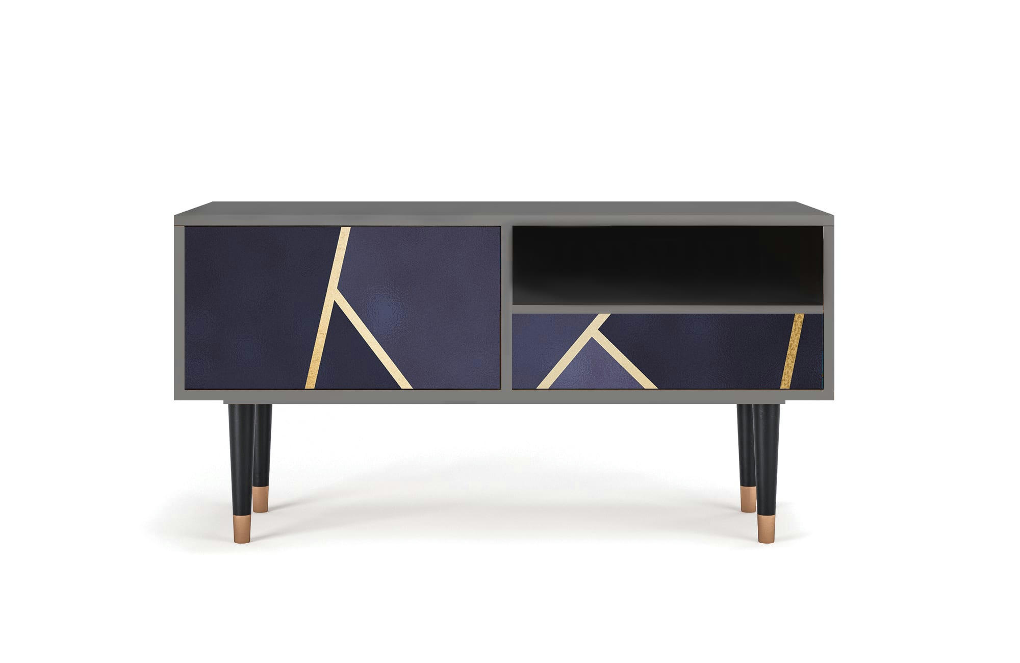 THE AMETHYST - Meuble TV  bleu 1 tiroir et 1 porte L 115 cm