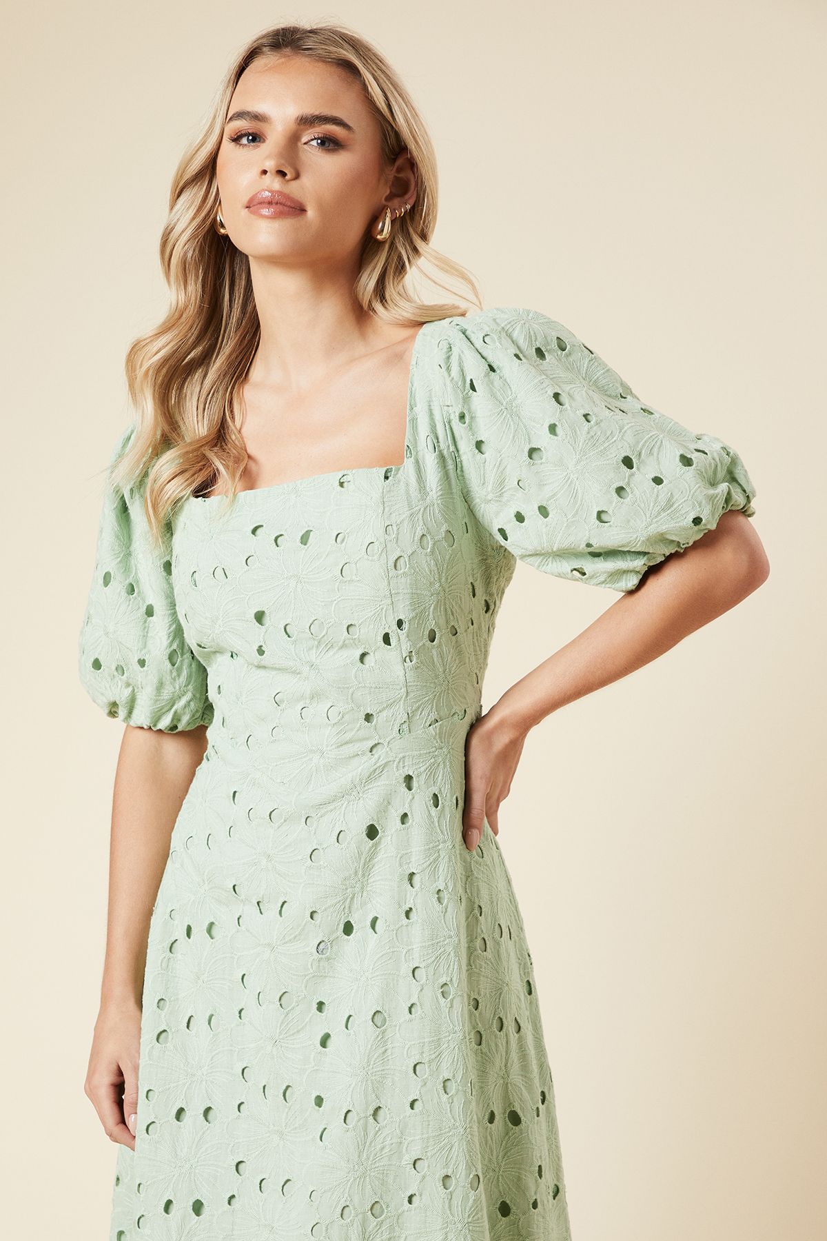 Dorothy Perkins Petite DP Luxe Lace Puff Sleeve Midi Dress