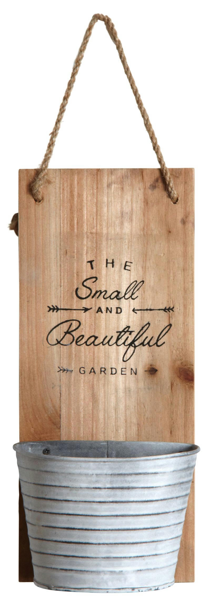 - Support mural en bois avec pot en métal