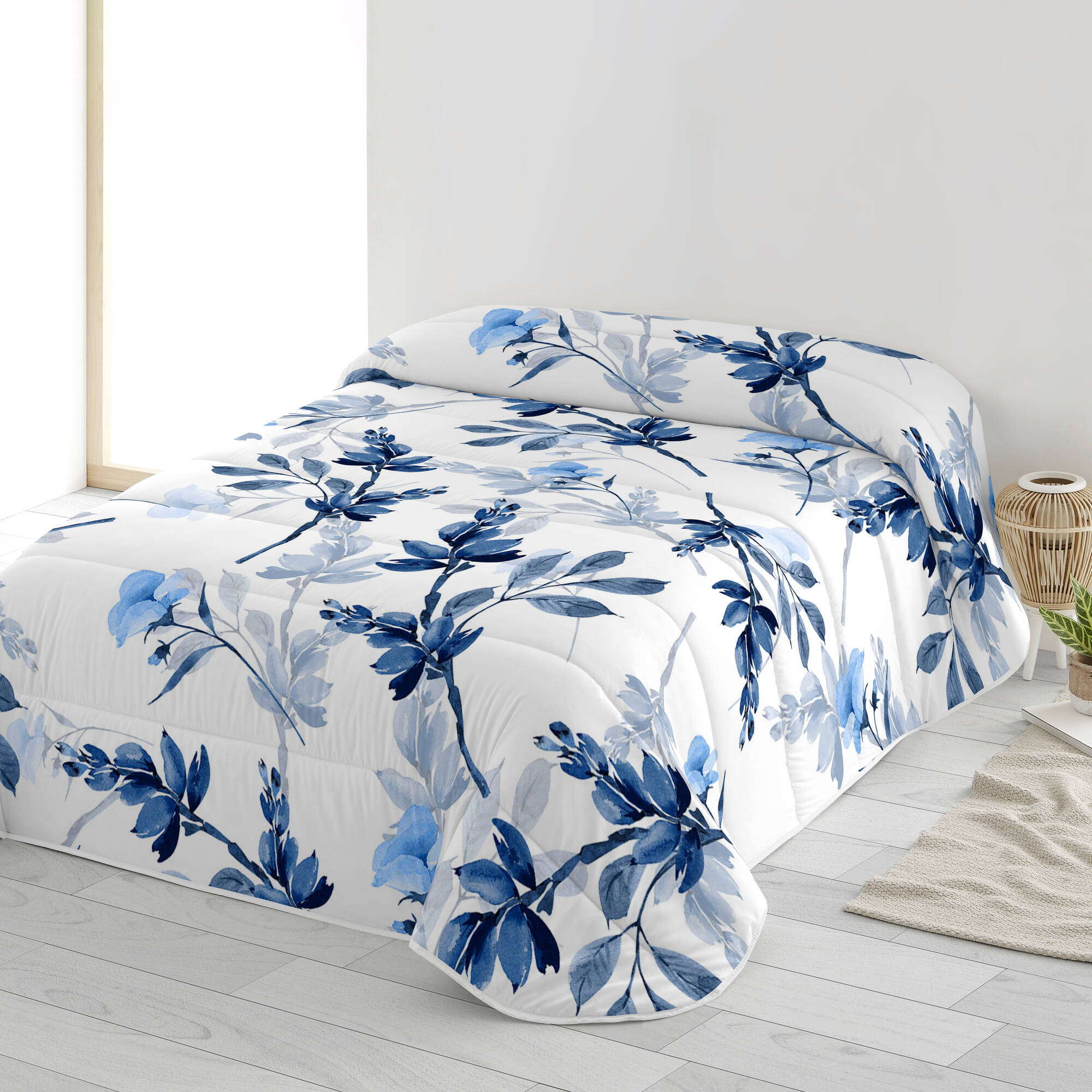 Couvre-lit matelassé imprimé Bleuet