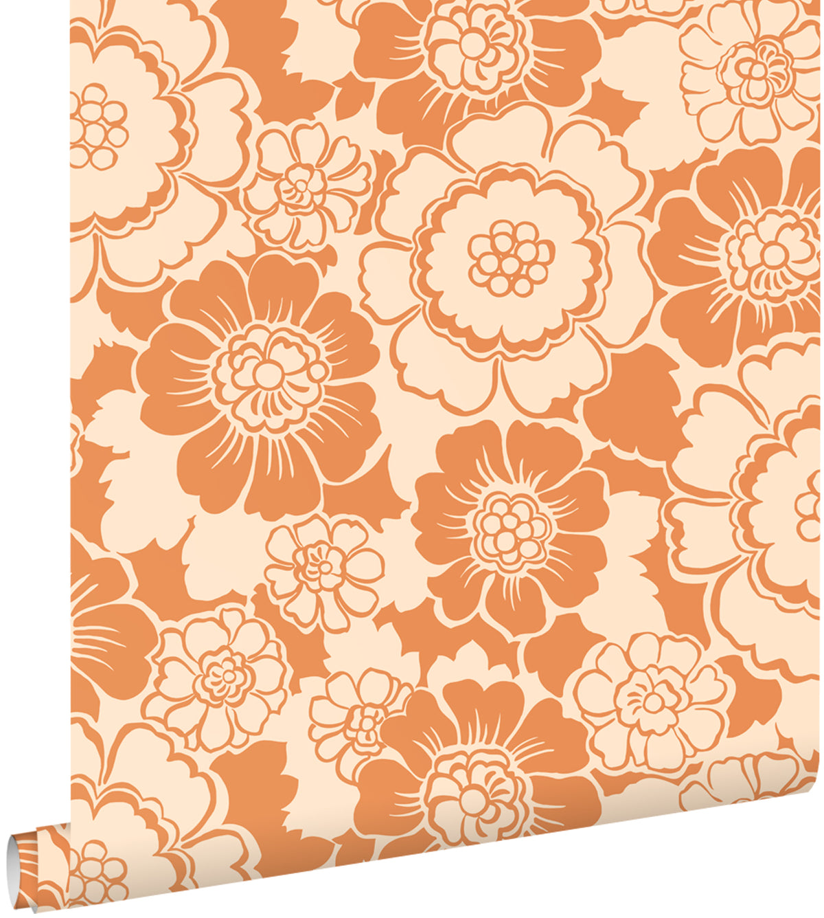 ESTAhome behang retro bloemen oranje - 50 x 900 cm - 131524