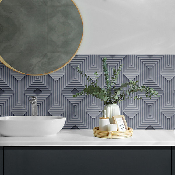 Panneau Mural PVC Wallfluent 50x50 cm Motif Géométrique Multicouche 4 pièces
