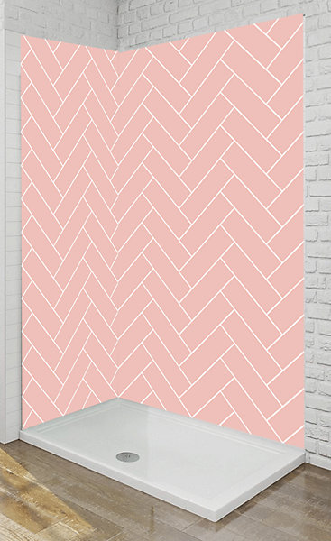 Panneau mural Alu Douche Salle de Bain CHEVRON ROSE ANTIQUE MAT DROITE120 cm x 210 cm