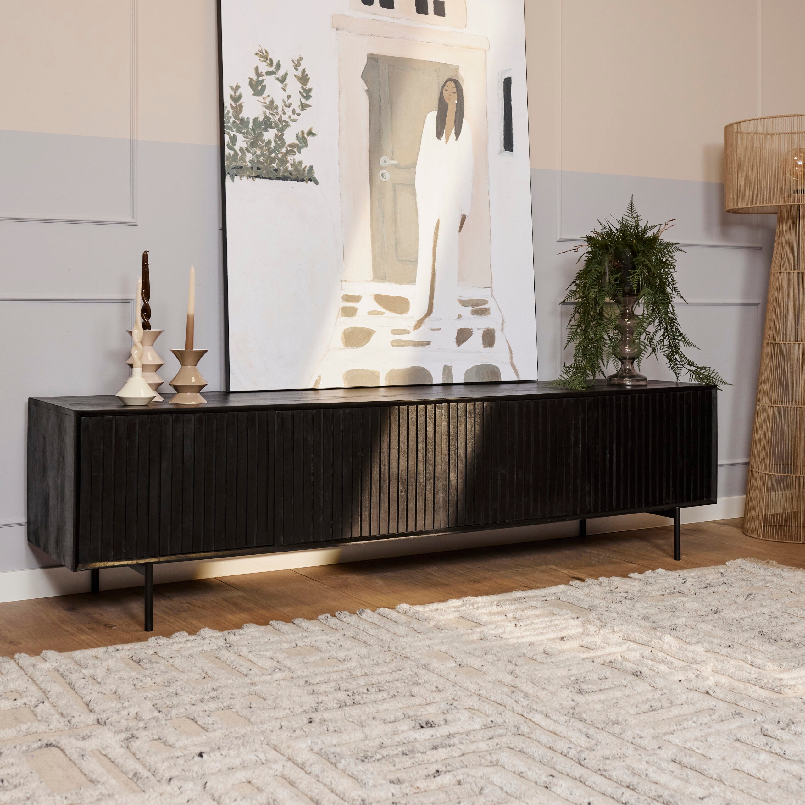 Starfurn tv meubel Madison - zwart - 45x210x55cm