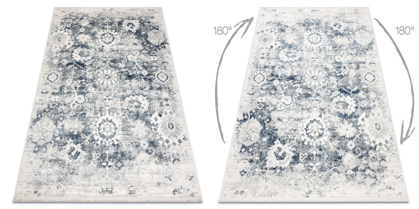 Dywan DISTIN 0822A granatowy / niebieski / biały nowoczesny - 80x150 cm