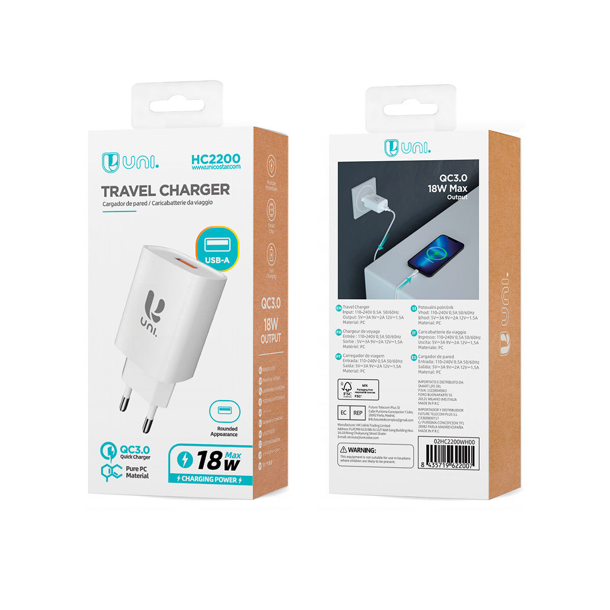 Carregador USB 18W Branco