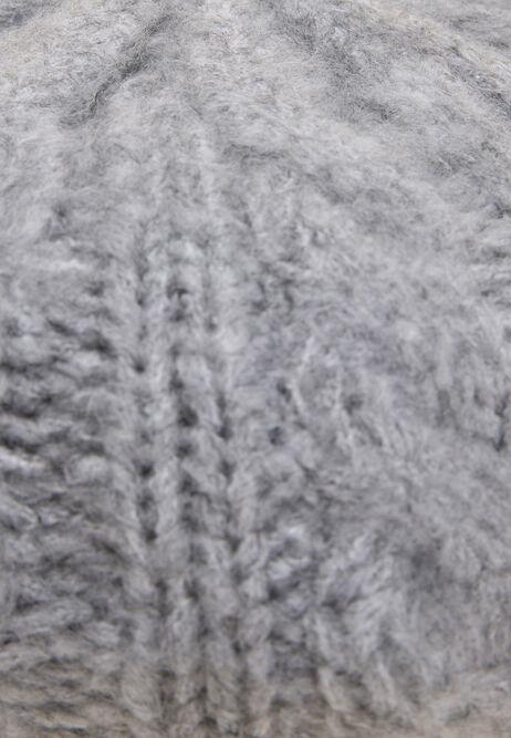 Womens Grey Cable Knit Beret Hat