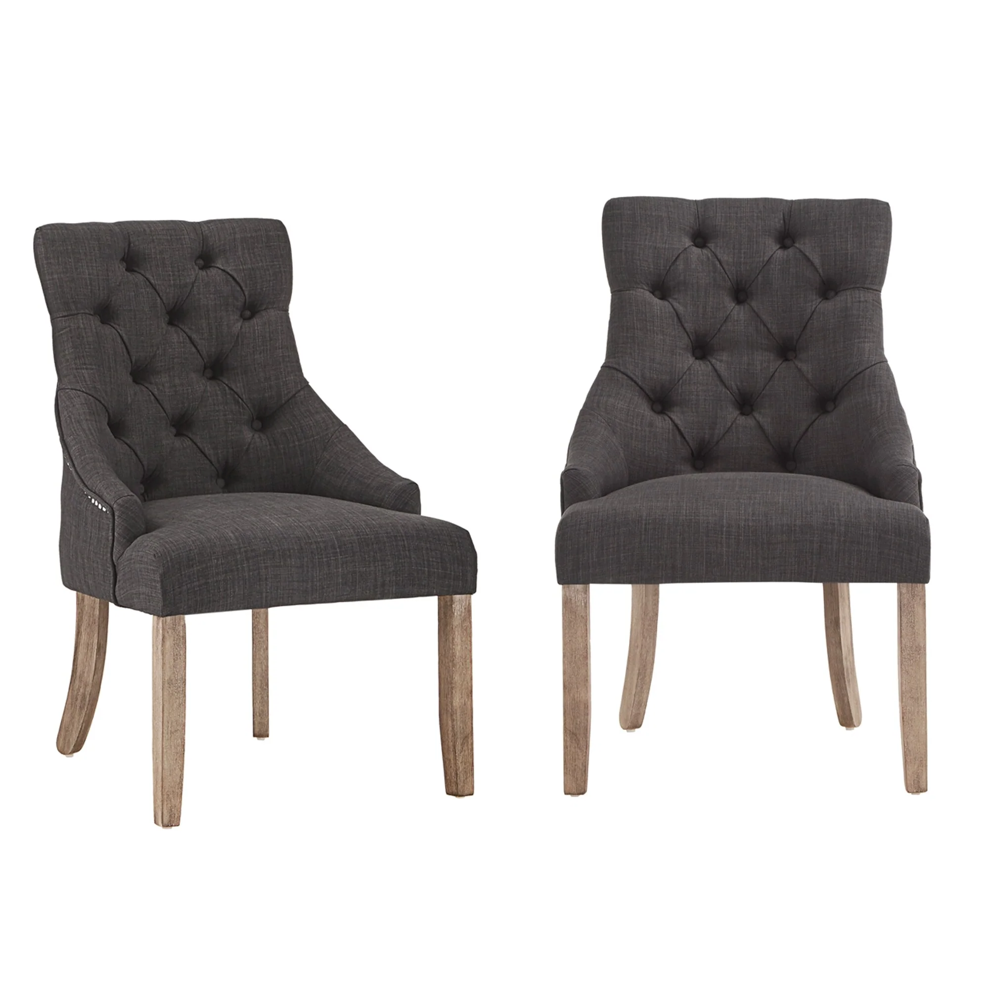 Plovdiv Linen Curved Back Tufted Dining Chairs (Set of 2)