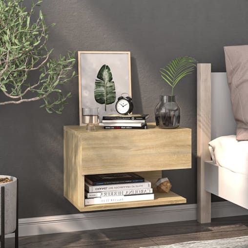 NNEVL Wall-mounted Bedside Cabinets 2 pcs Sonoma Oak