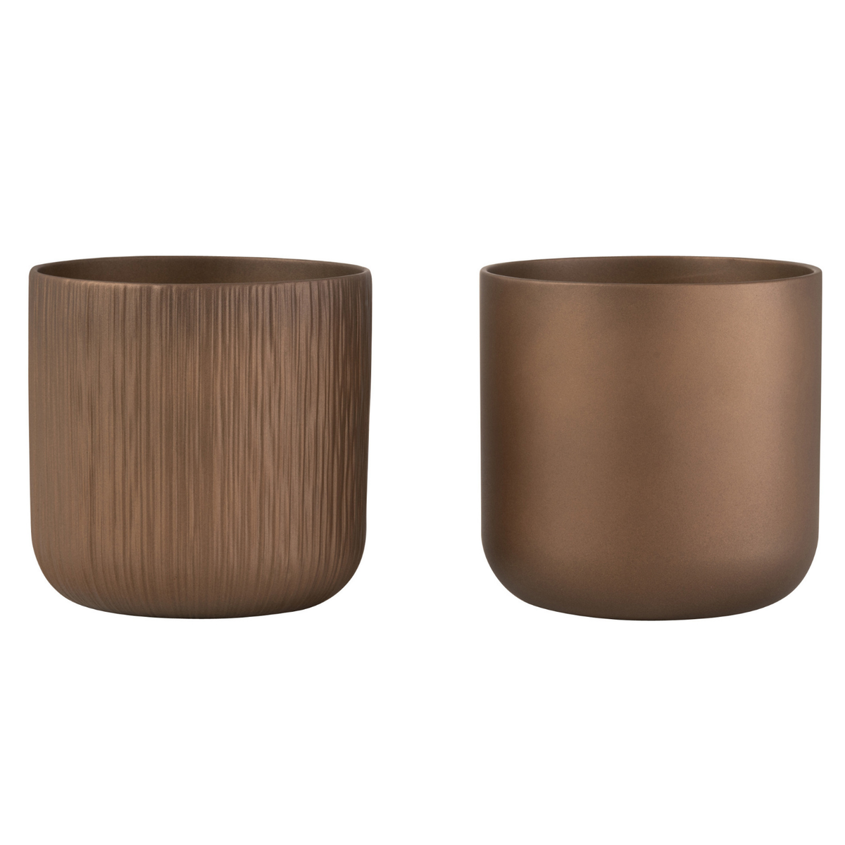 J-Line bloempot Gen - keramiek - goud/koper - large - 2 stuks - Ø 18.5 cm