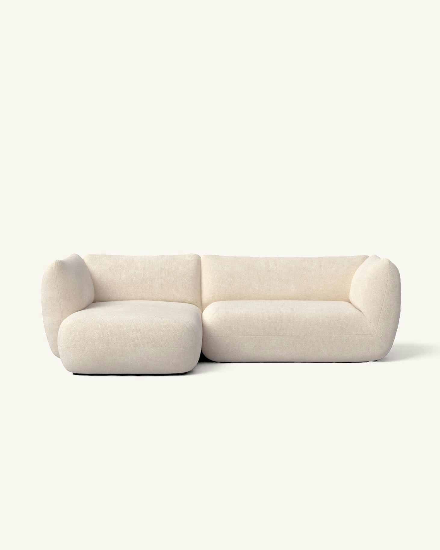 ARNAU - Canapé d'angle gauche  2 places en tissu beige