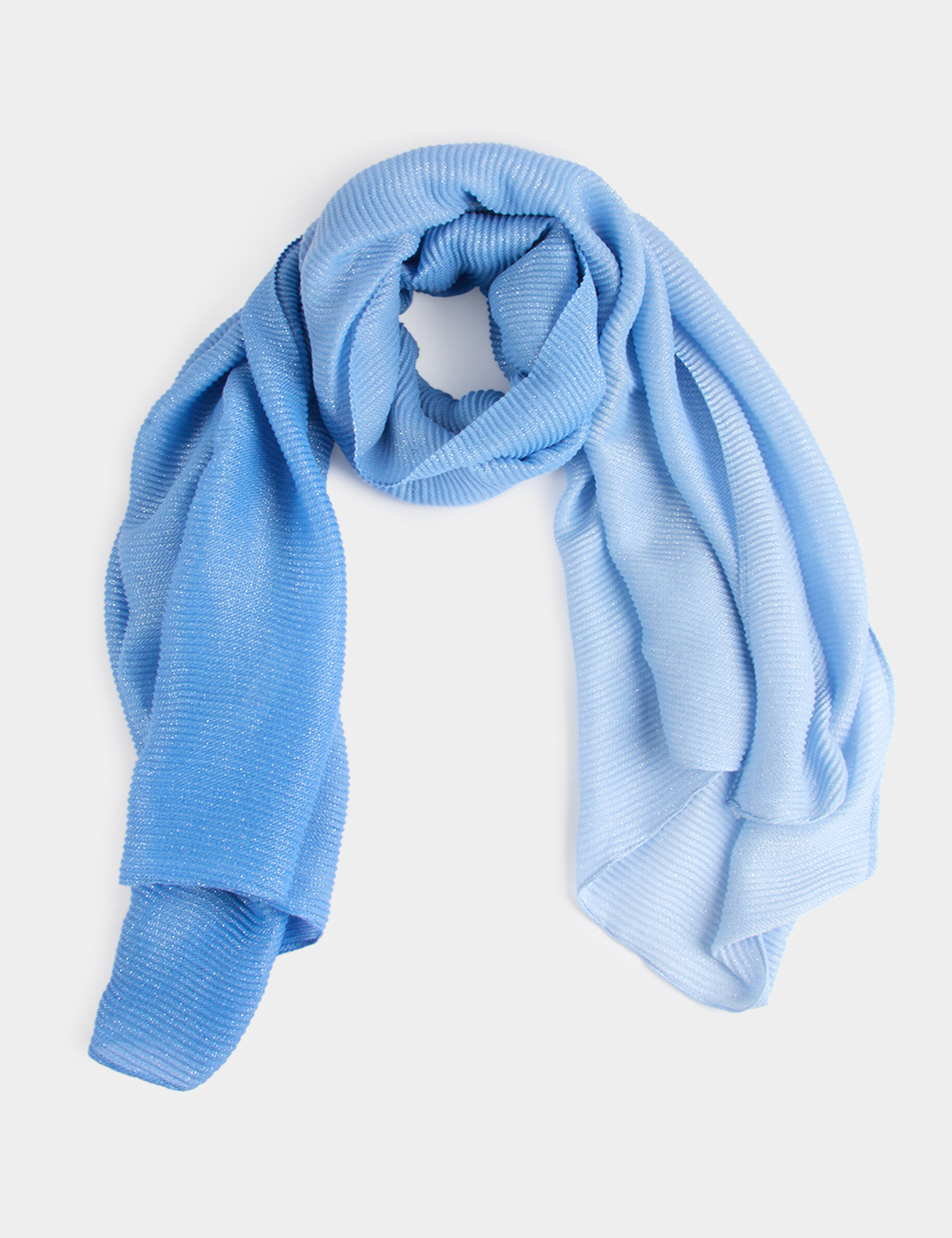 Metallic Pleated Stole Blue Women