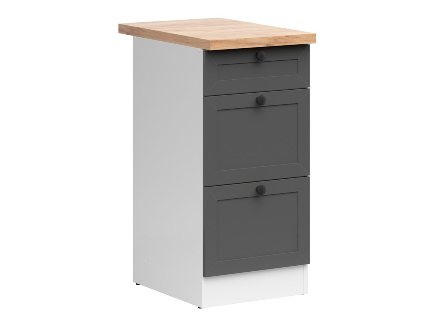 Szafka kuchenna dolna Junona Line 40 cm z szufladami grafitowa z blatem