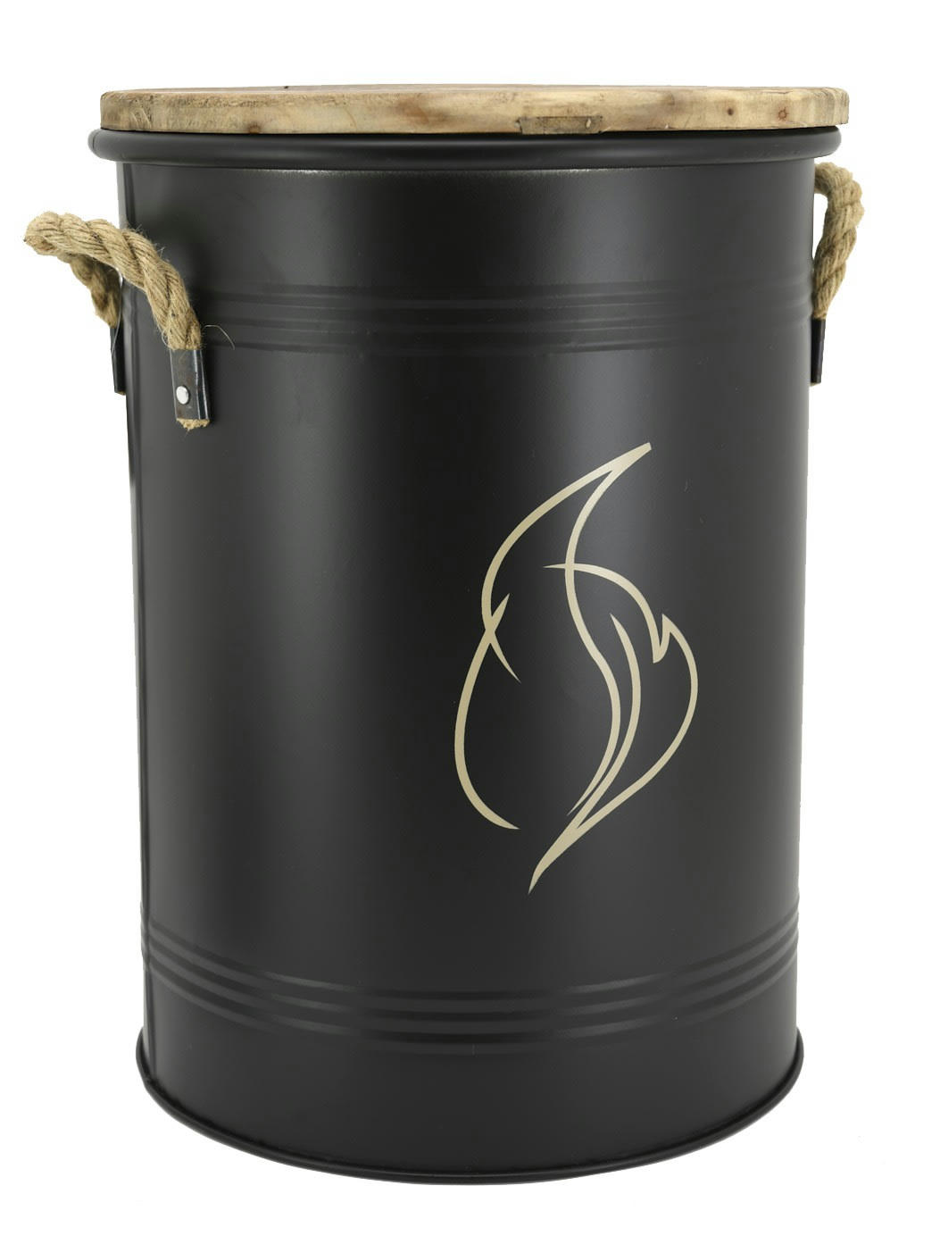 - Tabouret et seau à pellets métal laqué flamme