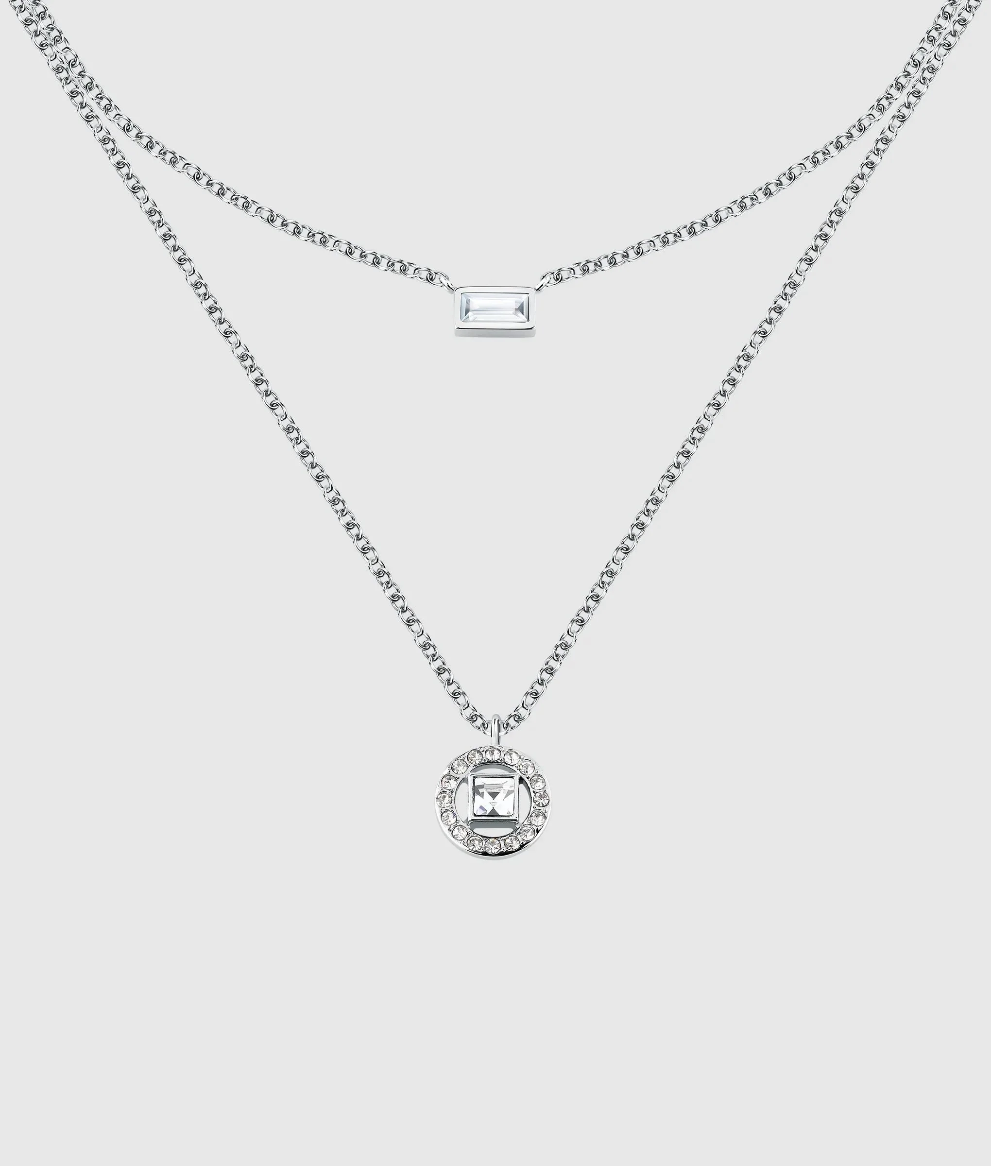 Collier avec breloque cristal à double chaîne