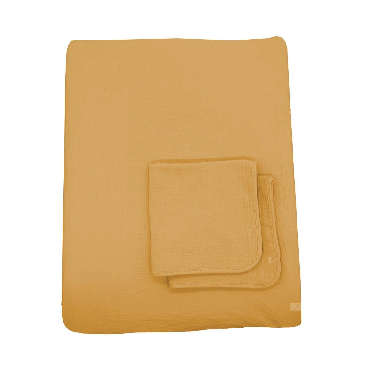 SUNLIGHT - Housse de matelas à langer 52x68x6cm et langes coton moutarde