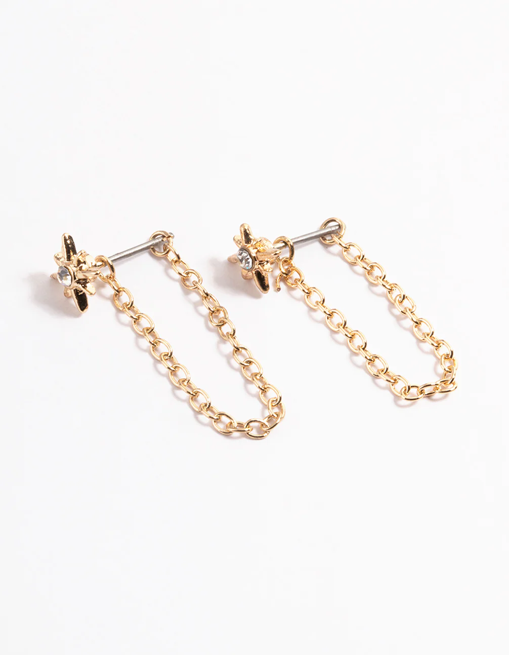 Gold Chain Front & Back Stud Earrings