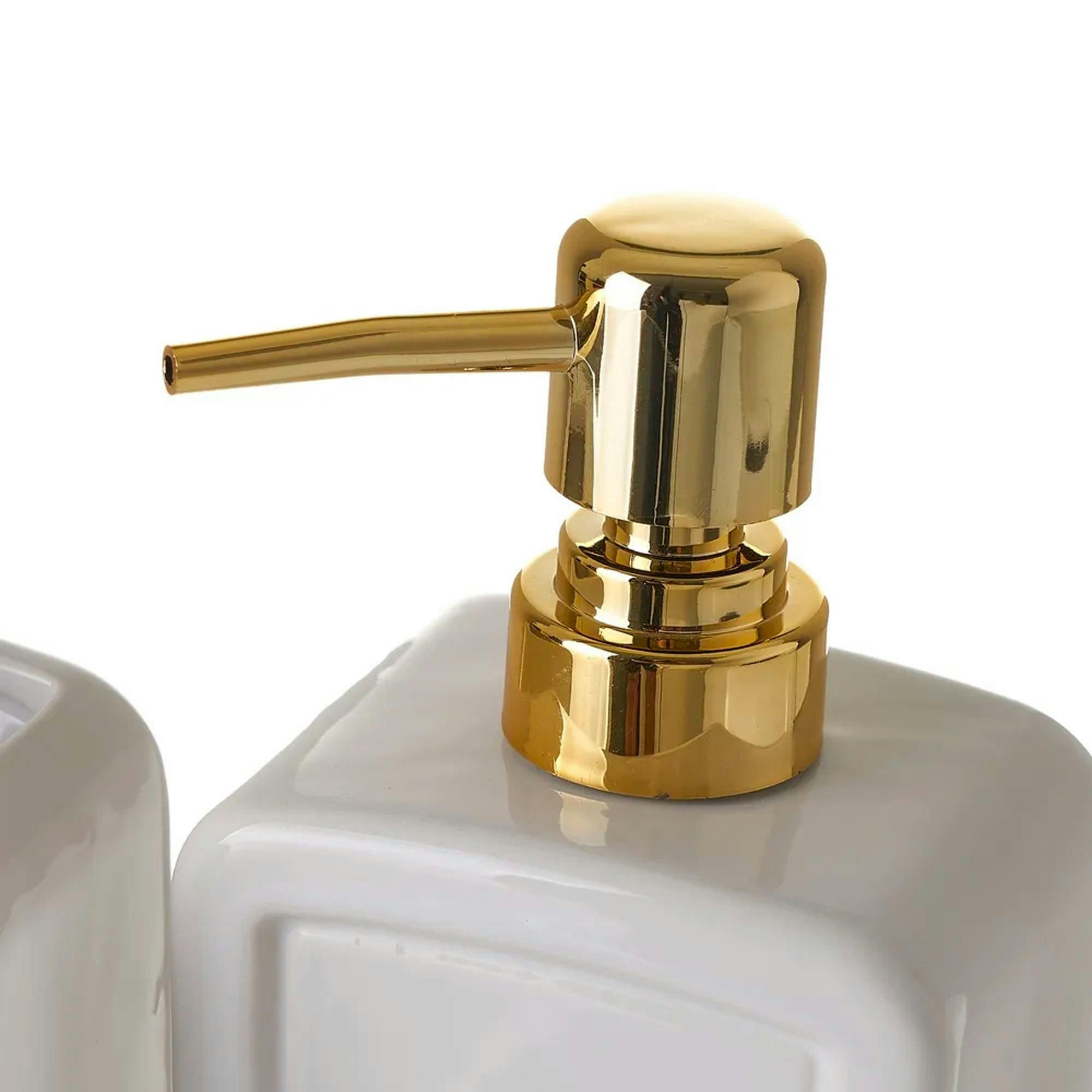 - Set salle de bain céramique blanc et or 4 pièces