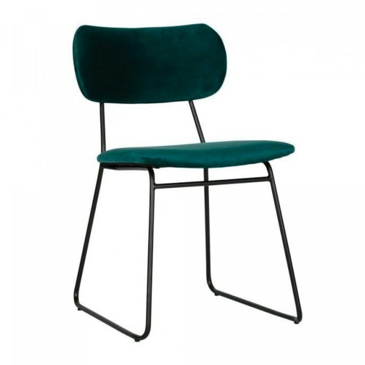 OMAR - Chaise style rétro velours vert