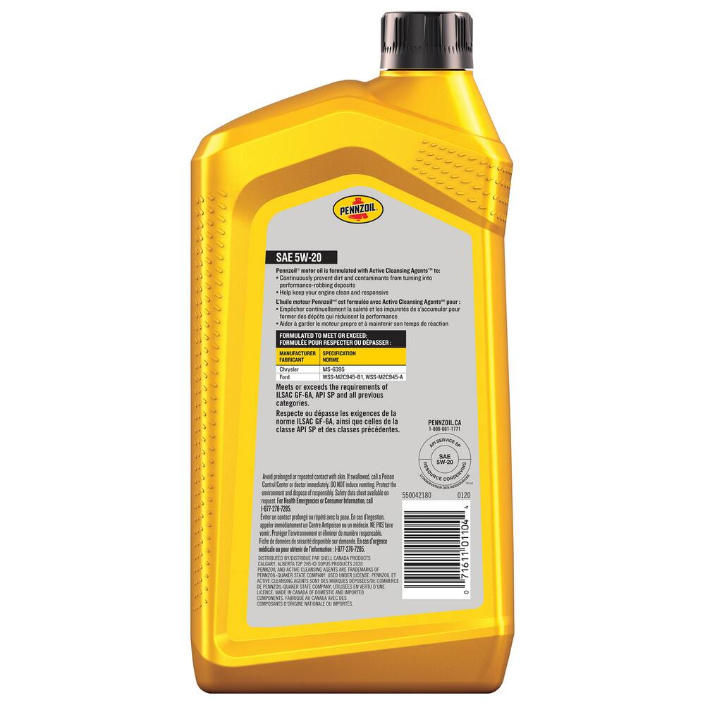 Pennzoil 5W20 Synthetic-Blend Engine/Motor Oil, 946-mL