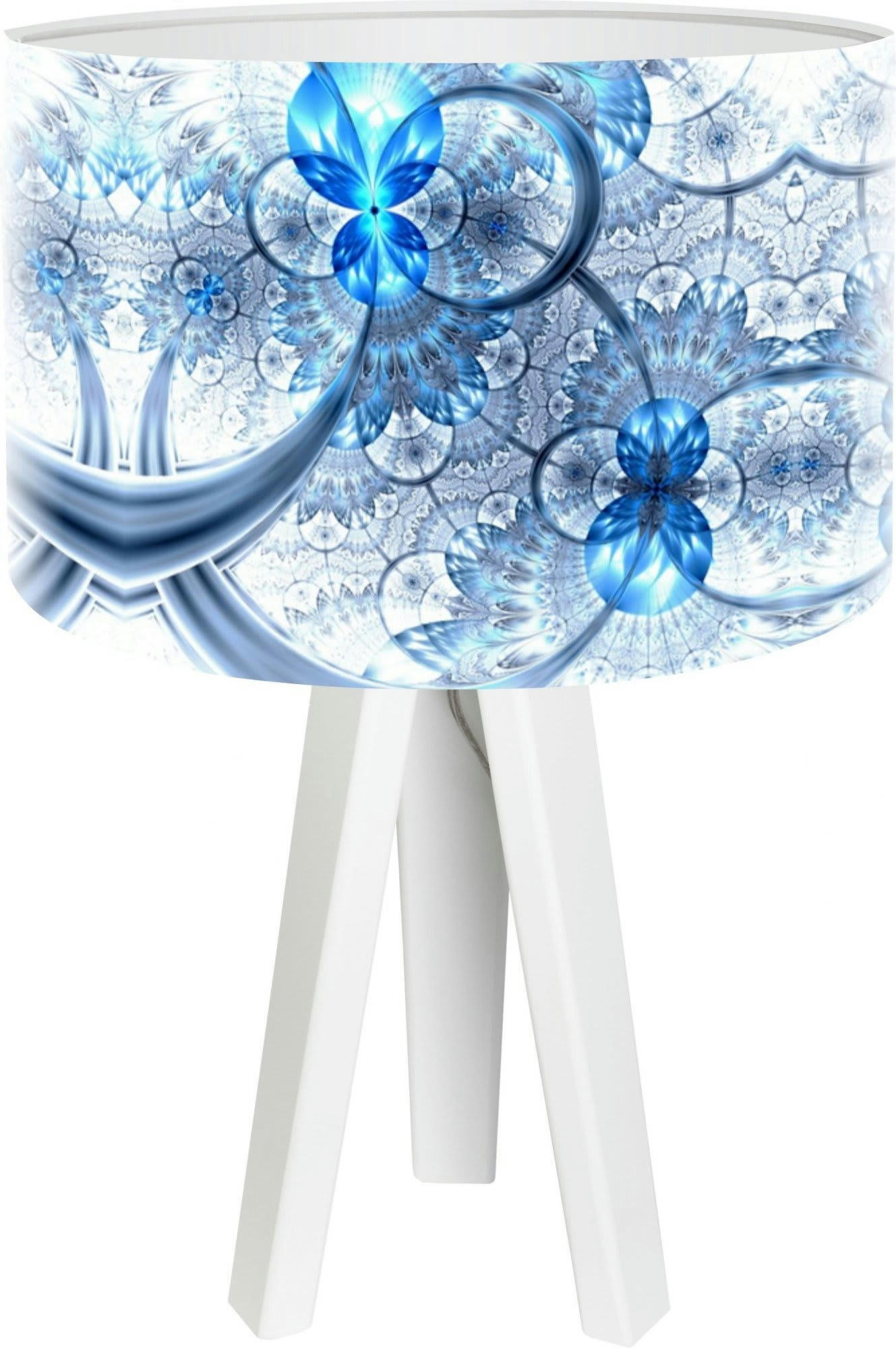 MANDALA - Lampe de chevet Bois Bleu 30x30x45 cm