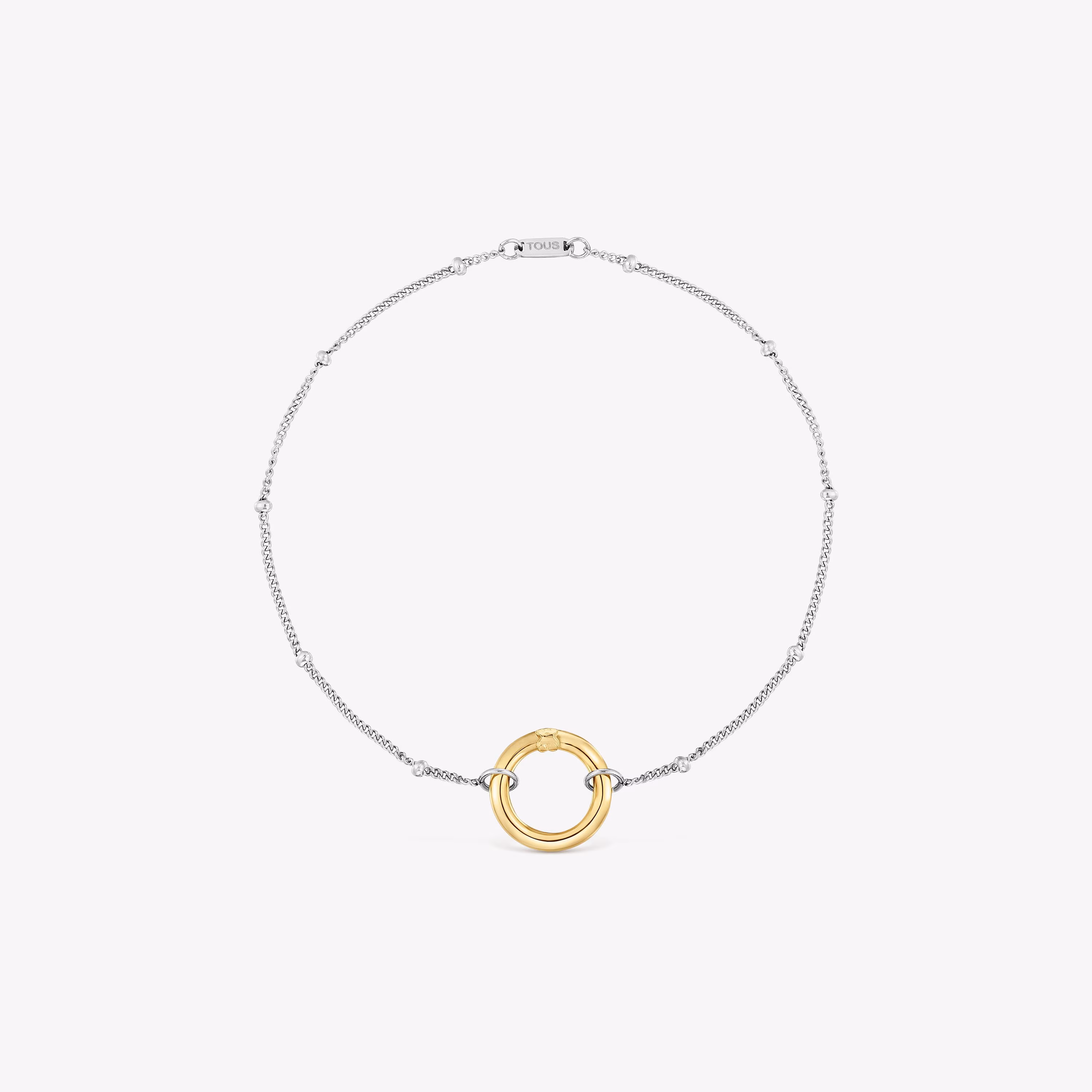 Pulsera cadena de acero y anilla de oro Hold