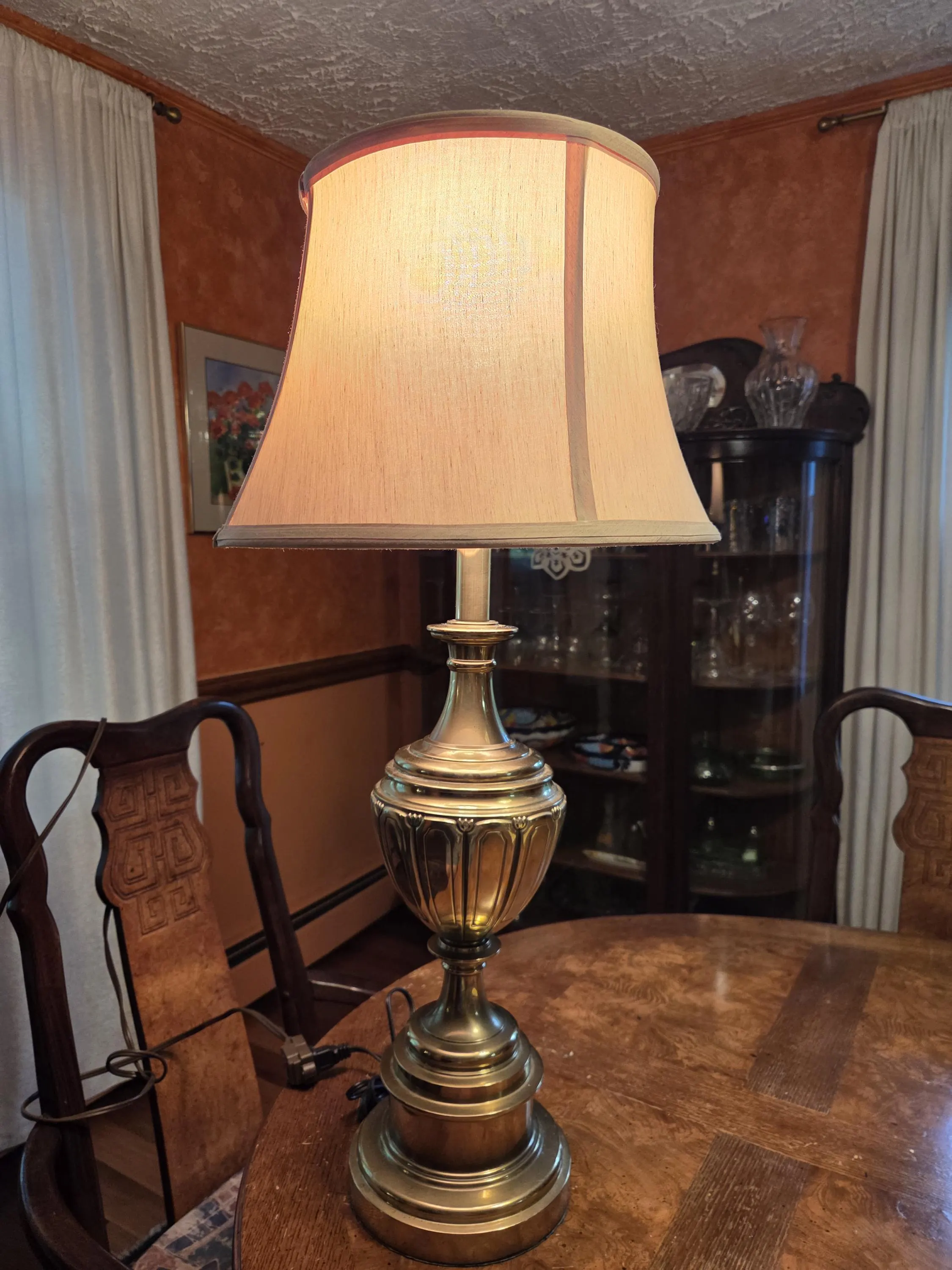 Vintage Stifel Brass Urn Table Lamp With Golden Bell Lampshade