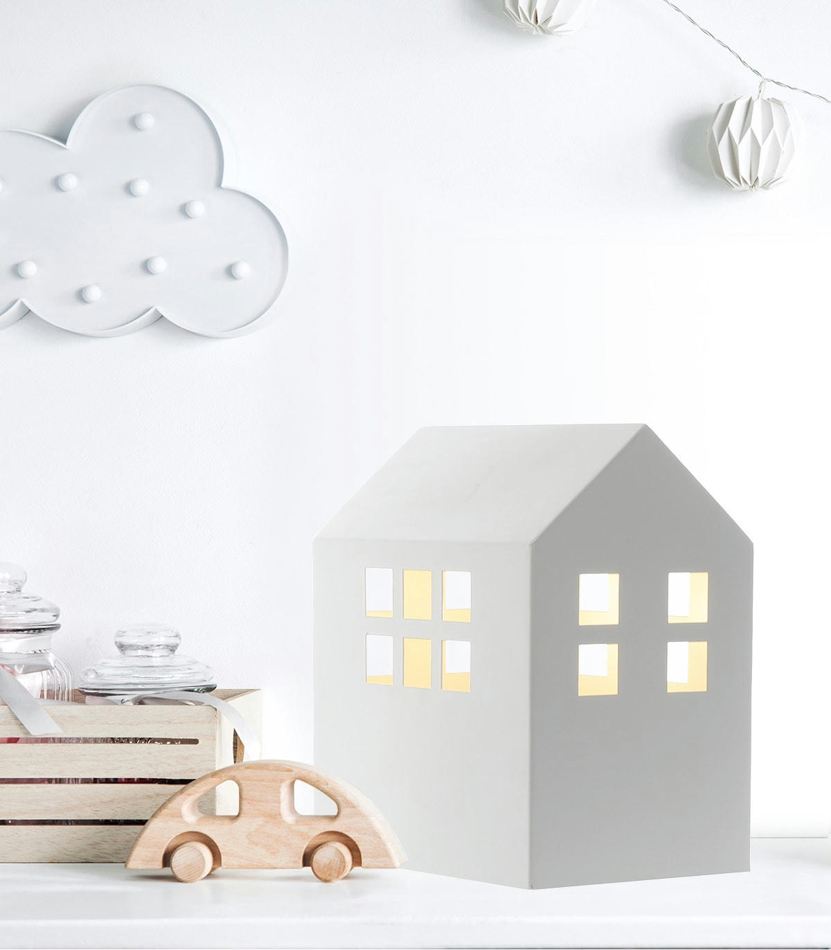 HOUSE - Lampe en métal blanc h.23 cm