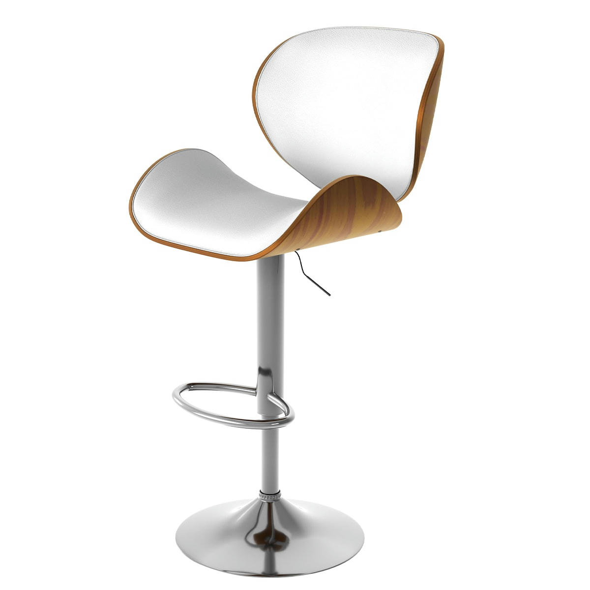 BAUDOIN - Chaise de bar réglable 63/84 cm en cuir synthétique blanc
