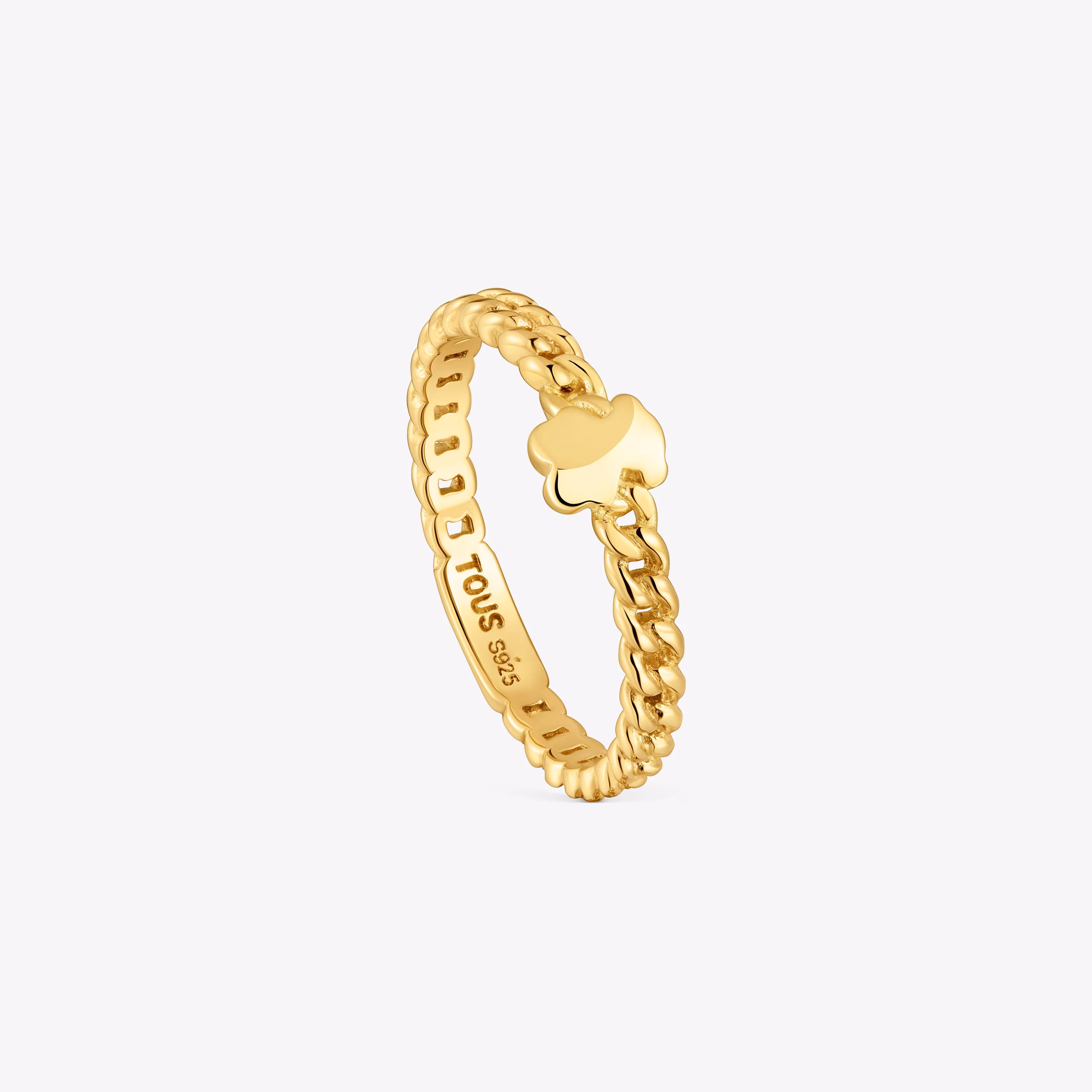 Anillo pequeño oso con baño de oro 18 kt sobre plata Bold Motif