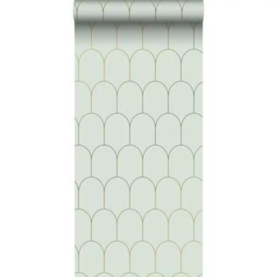 ESTAhome behang - art deco motief - mintgroen en goud - 0.53 x 10.05 m
