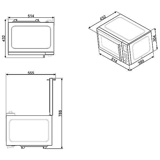 Micro-ondes grill Smeg MOE25X - 25 L - 900 W - Acier inoxydable