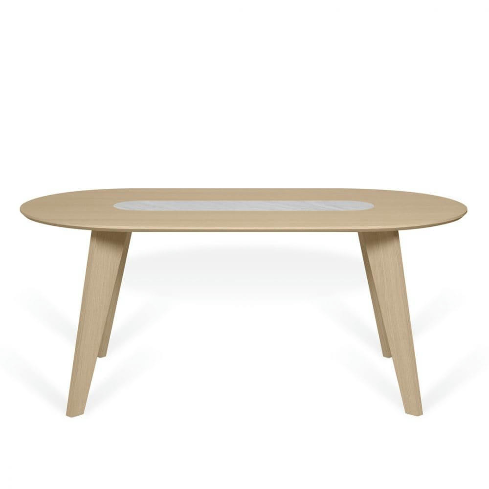 LAGO - Table  placage chêne et marbre blanc