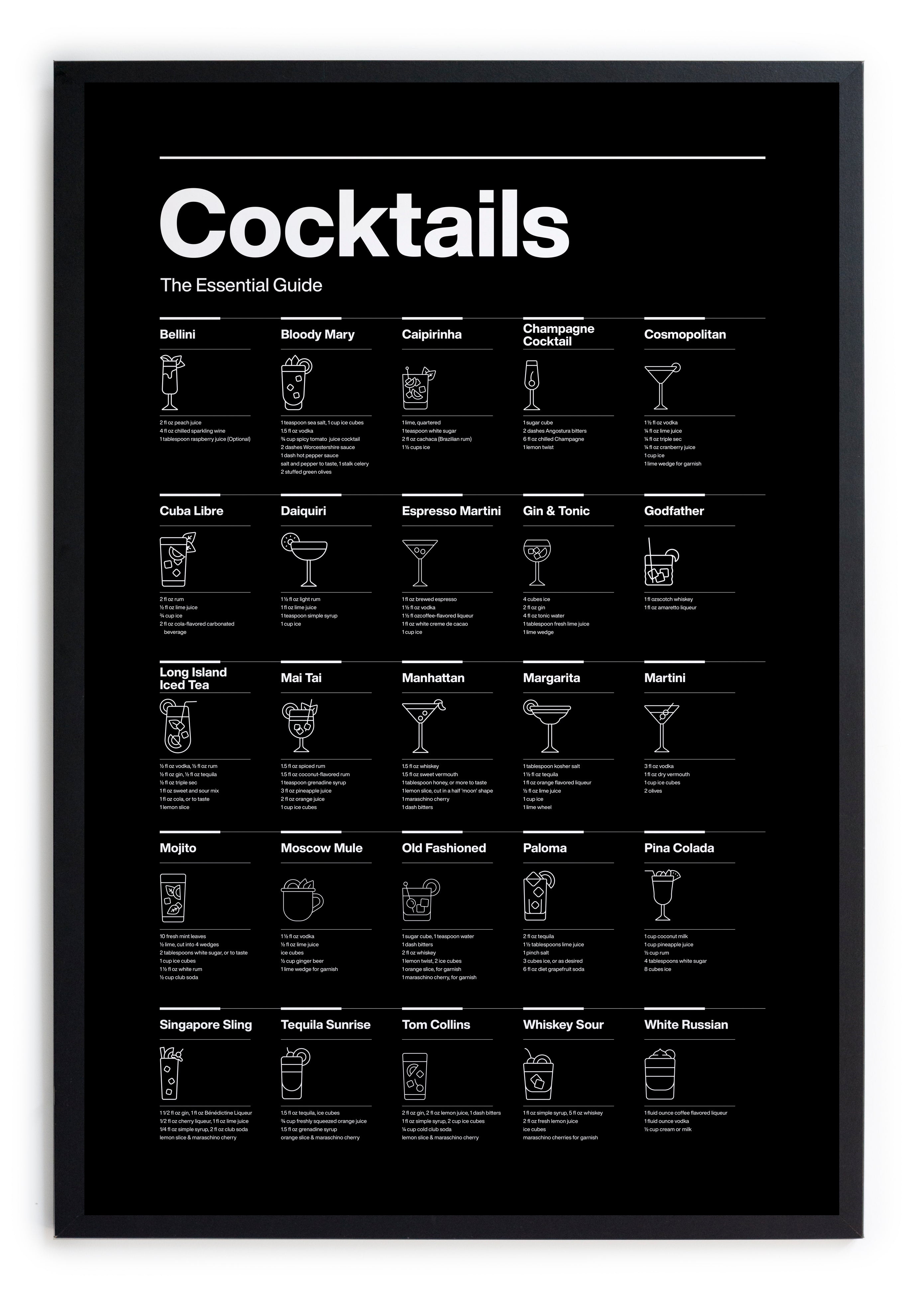 Zwarte lijst met kader 40x30 Cocktailbar