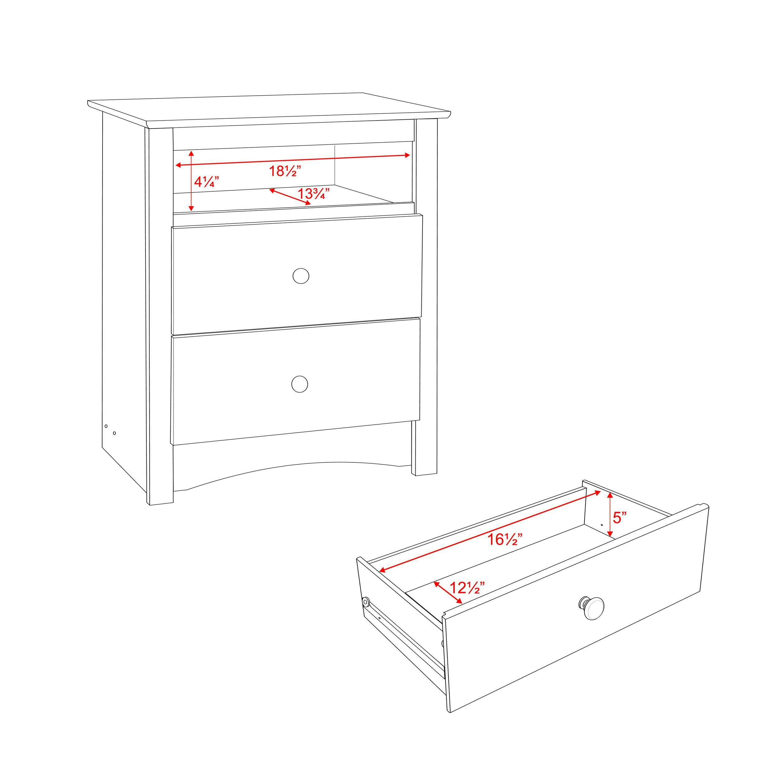 Prepac 2-Drawer Sonoma Tall Nightstand with Open Shelf