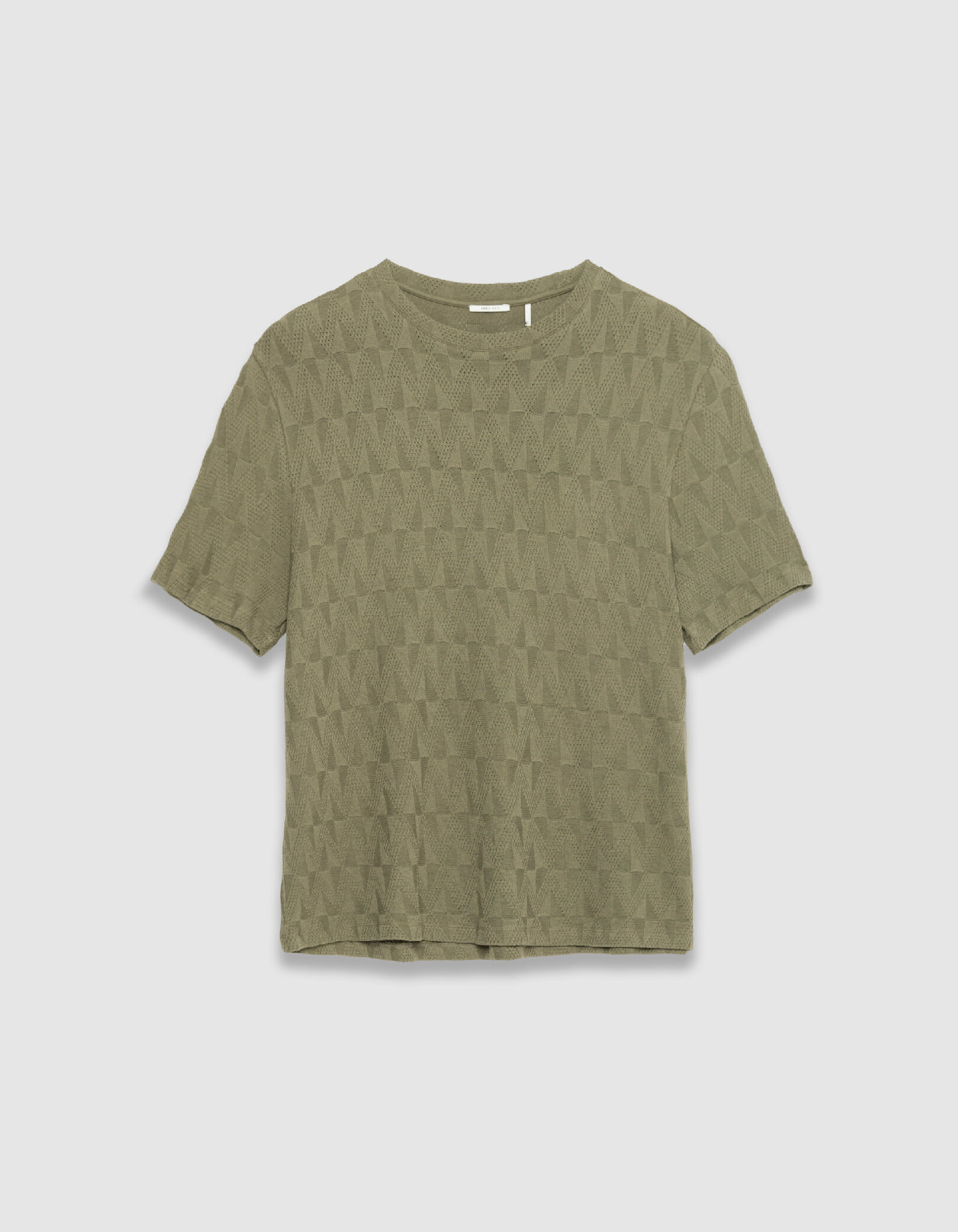 T-shirt col rond kaki maille relief Homme