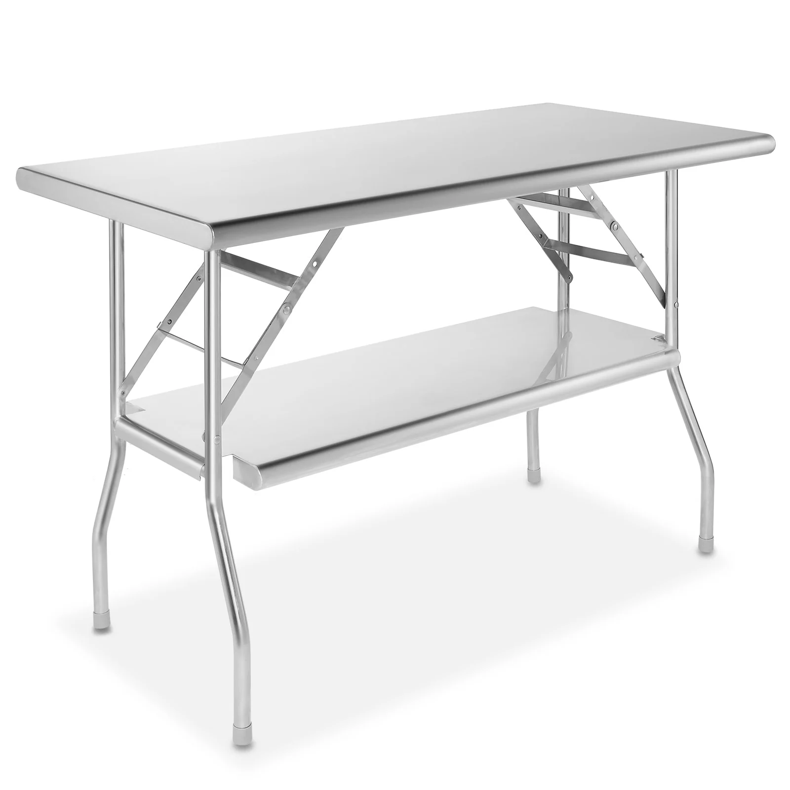 48 x 24in NSF Stainless Steel Folding Table with Shelf