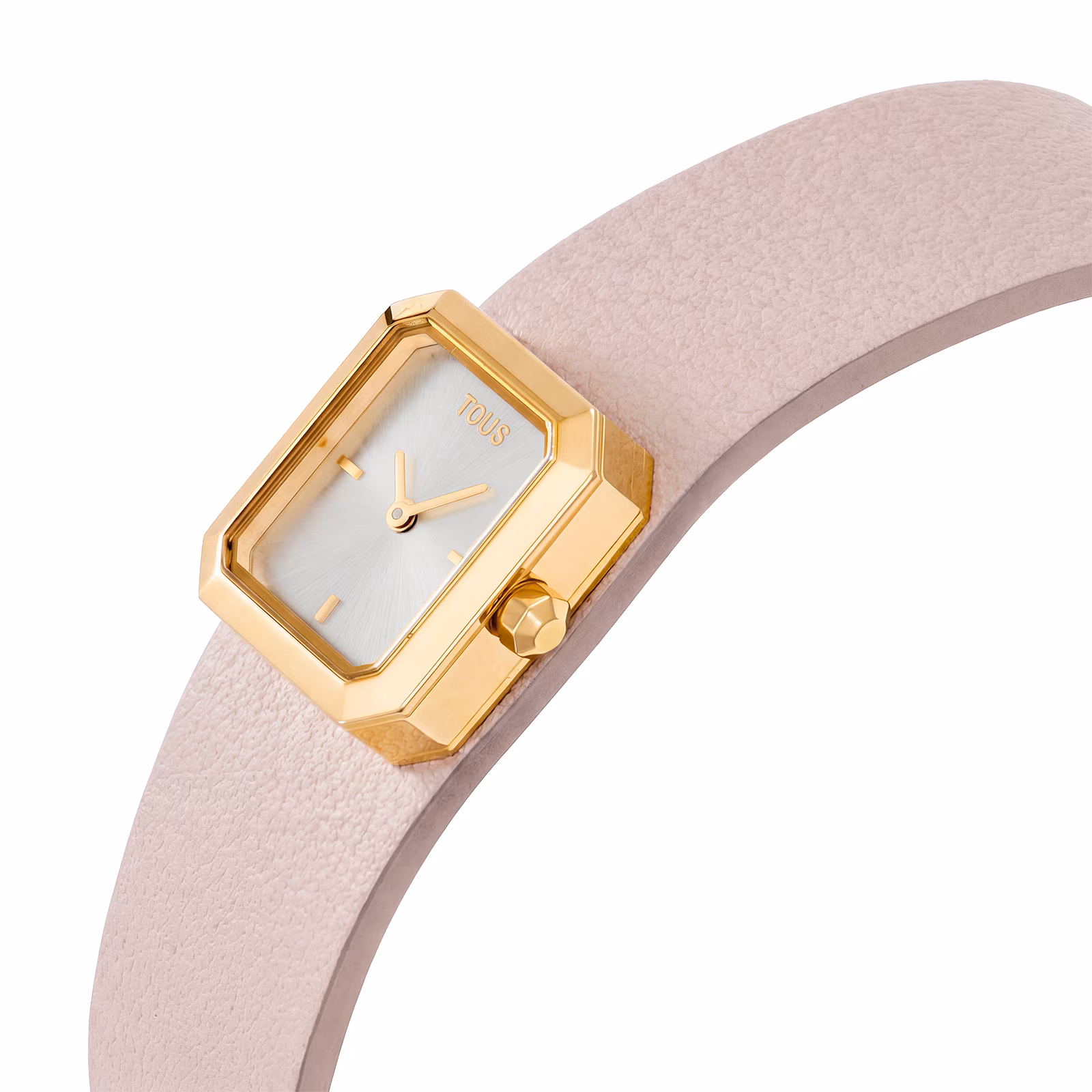 Reloj analógico con brazalete de piel rosa y acero dorado KARAT EMERALD MINI