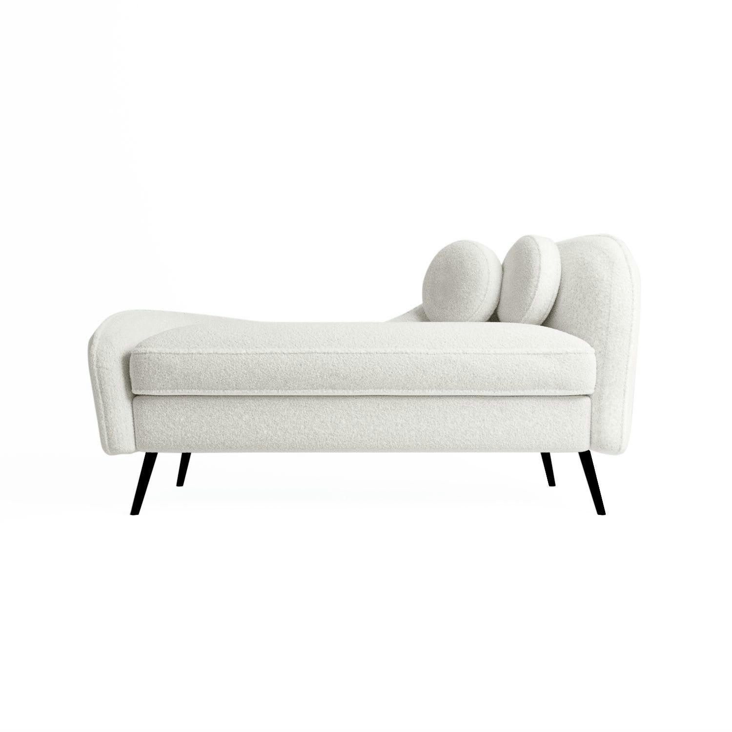 MILA - Méridienne effet laine bouclée, pieds métal noir