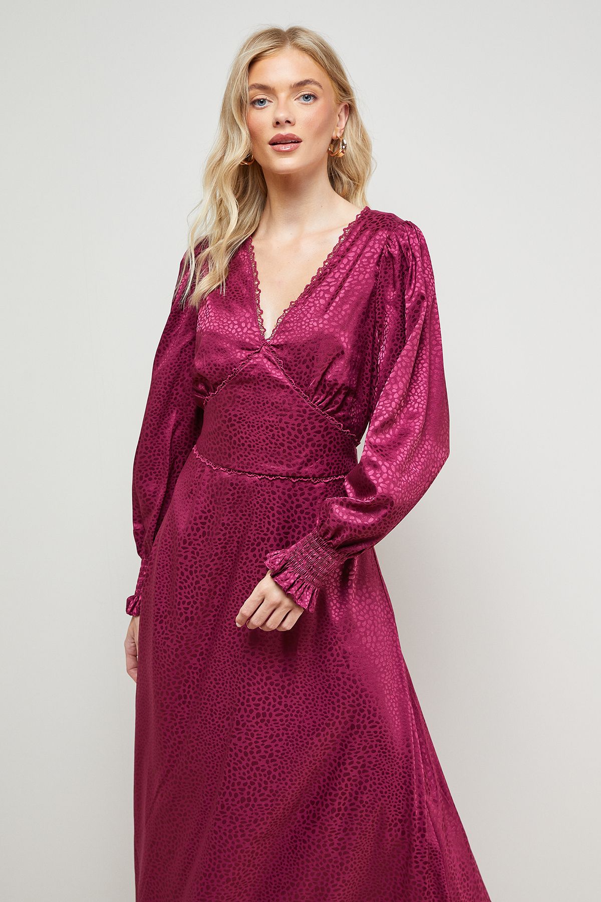 Oasis Jacquard Satin Midi Dress