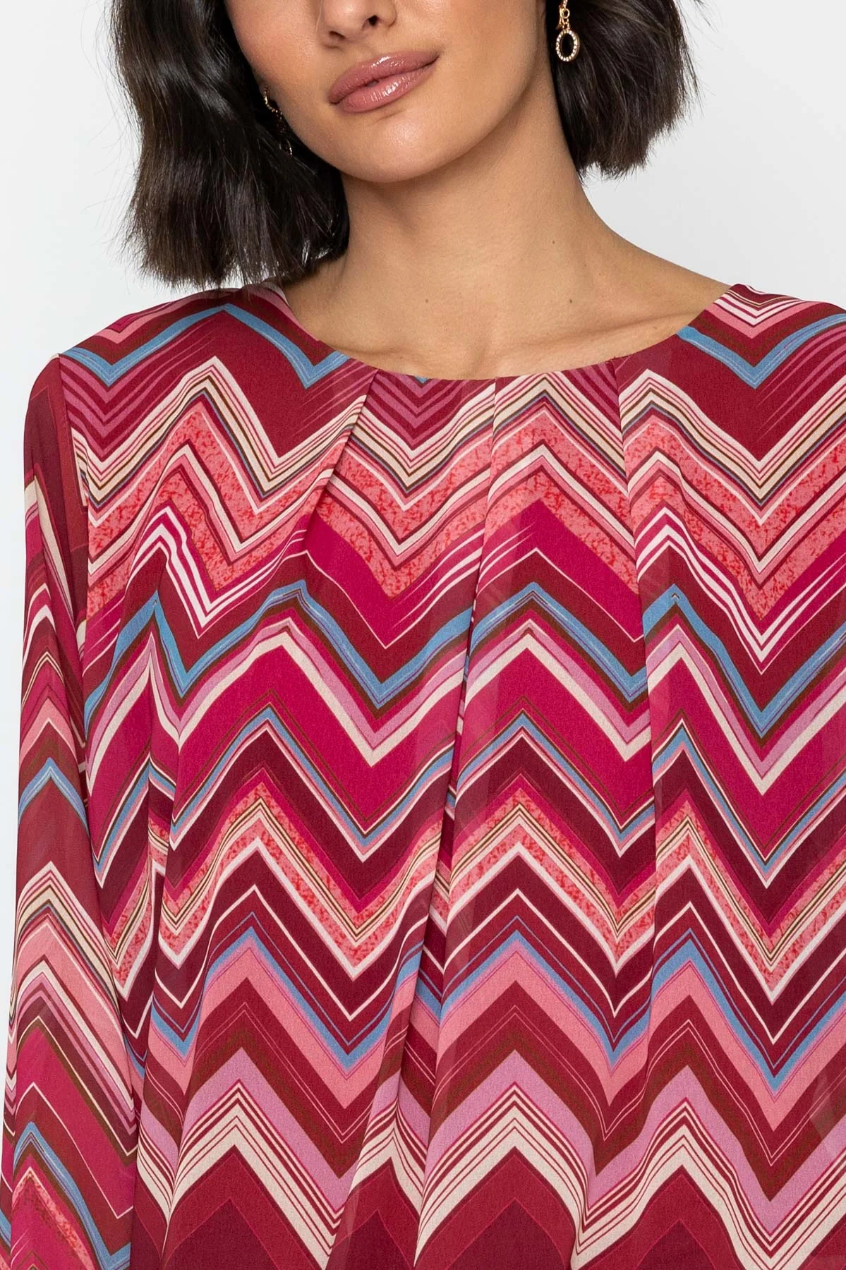 Long Sleeve Pink Printed Blouse