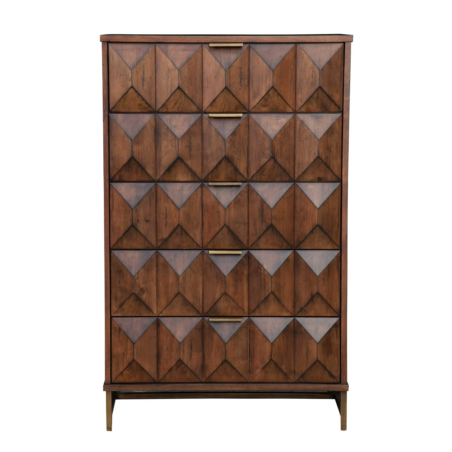 Origins by Alpine Trig Wood 5 Drawer Chest in Antique Brown