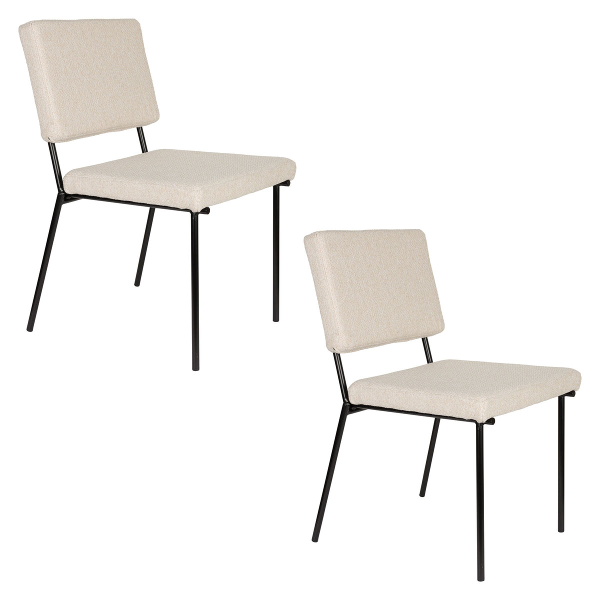 Zuiver Fellow Eetkamerstoelen Off-White - Set van 2