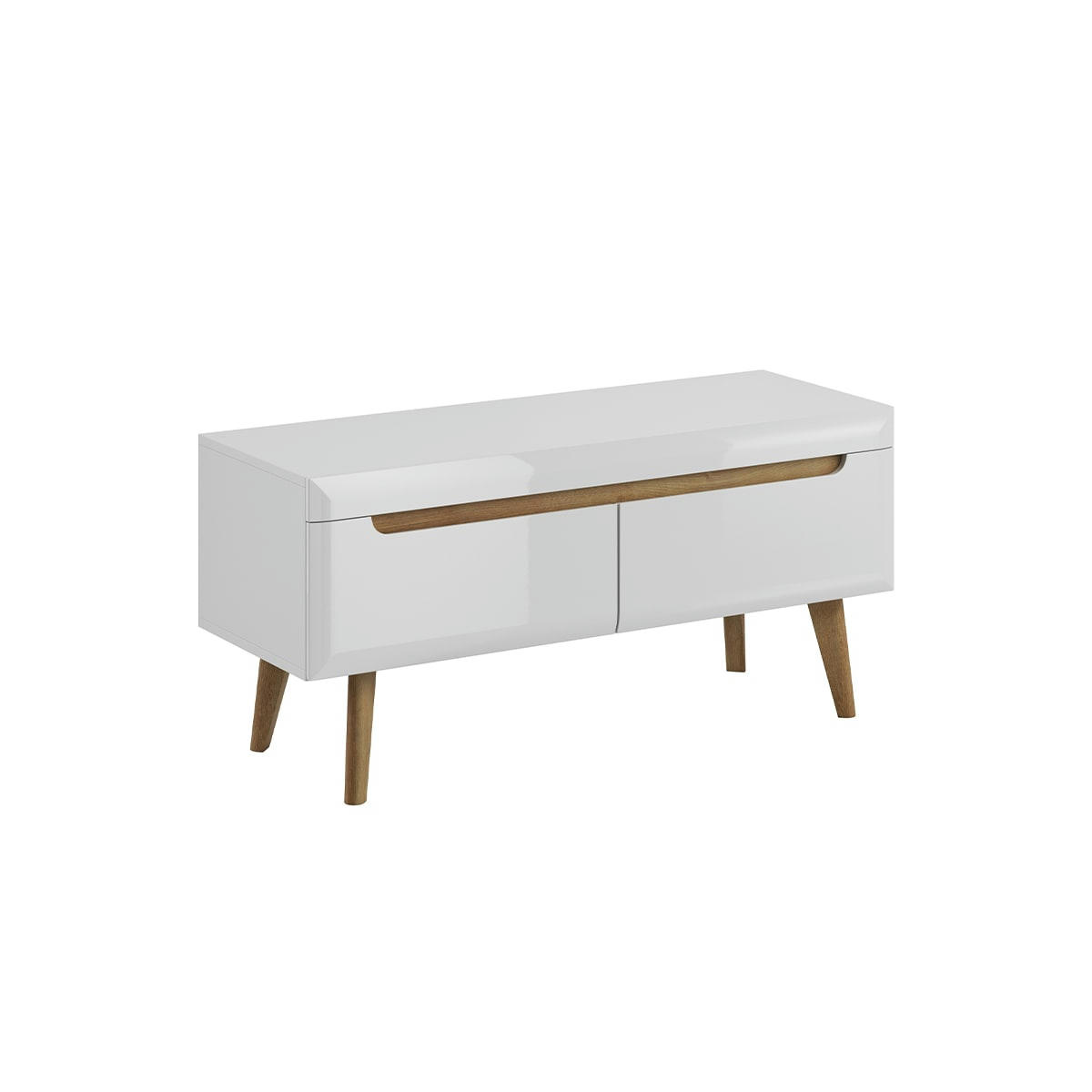 - Meuble tv 2 tiroirs 107 cm blanc et naturel
