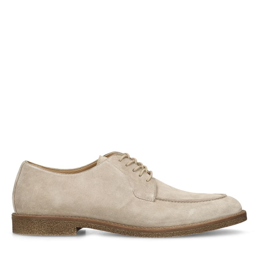 Manfield Beige suède veterschoenen
