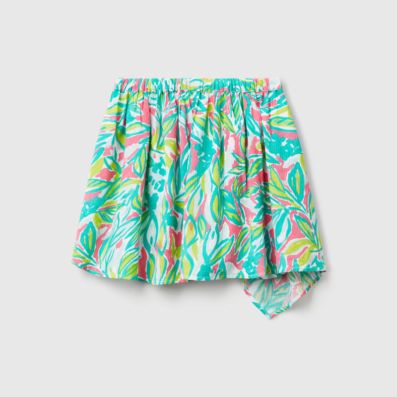 Mini skirt with tropical print