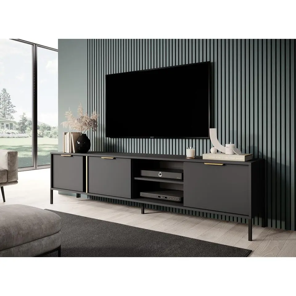 Meubella - TV-Meubel Loren - Antraciet - 203 cm
