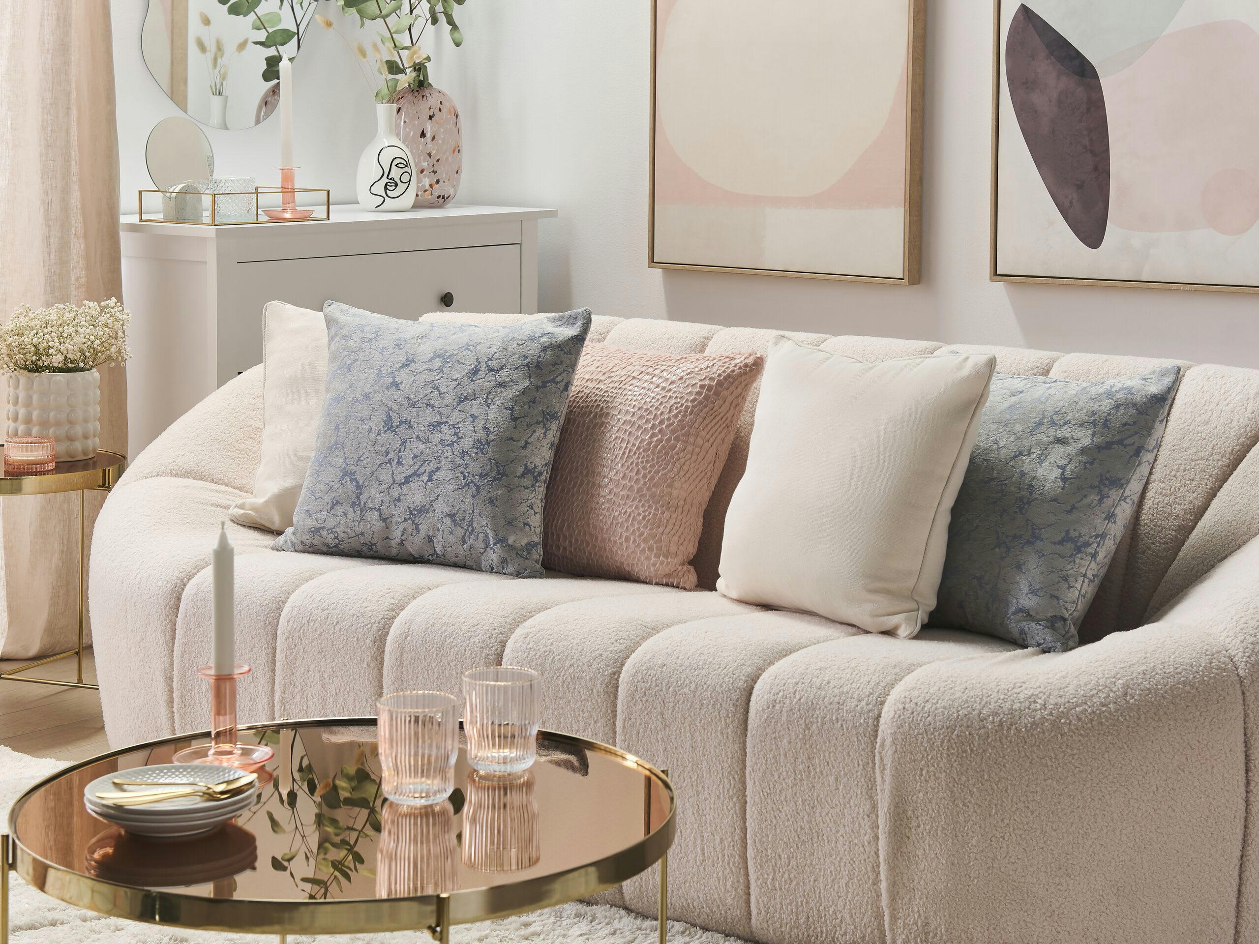 WISTERIA - Lot de 2 coussin décoratifs en tissu gris 45x12cm